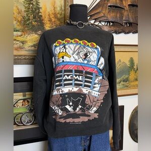 Vintage 1993 Warner Bros Looney Tunes Muddin Truck Crewneck Sweatshirt Size M-L